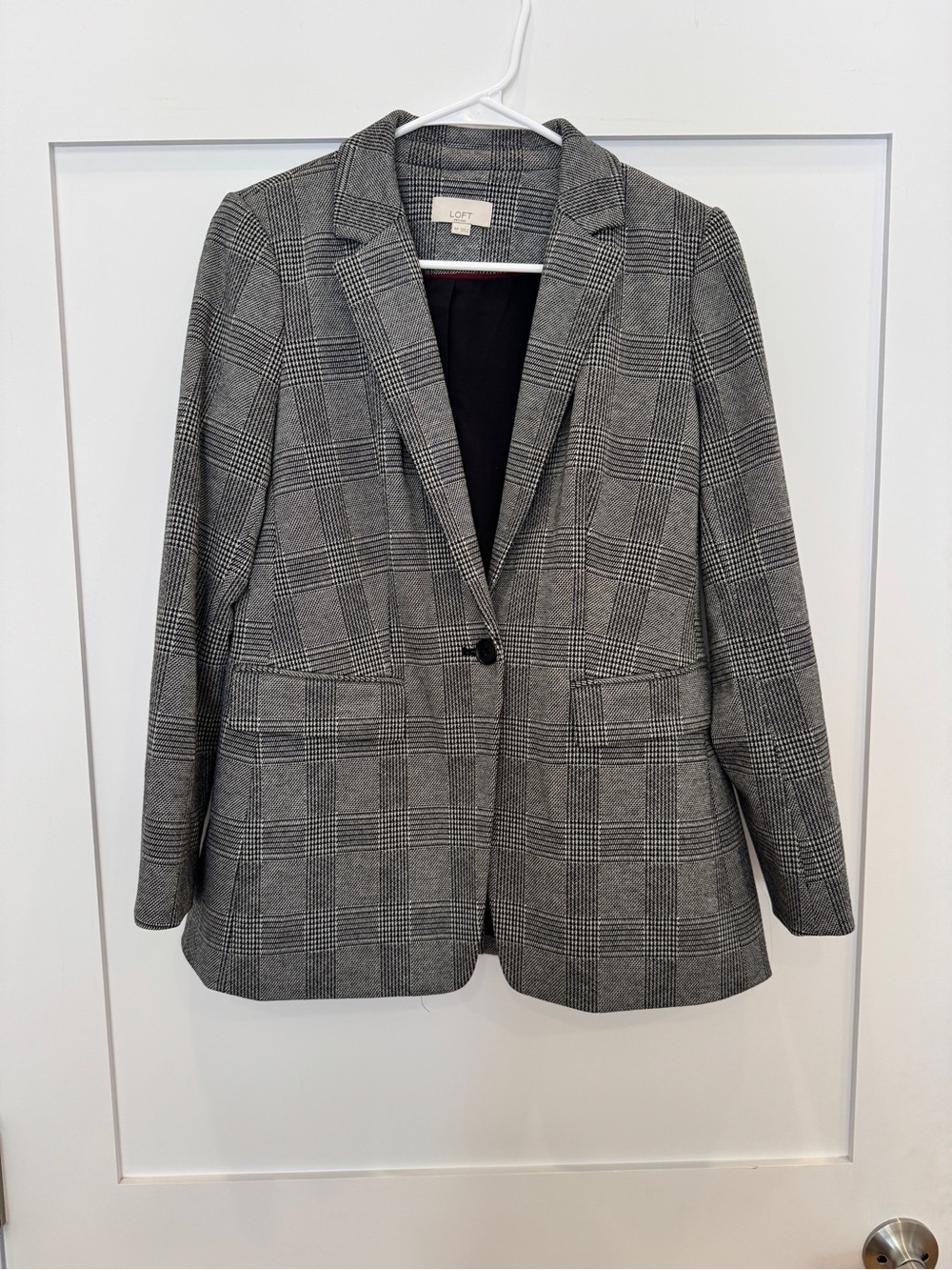 LOFT Petities Gray Glen Plaid Single-Button Houndstooth plaid Blazer 6P